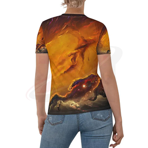 Camiseta de Manga Corta con Cuello Redondo y Estampado de Galaxia para Mujer, Corte Regular, Estilo Casual, Impresión por Sublimación, 100% Jersey de Poliéster - Product Image 2