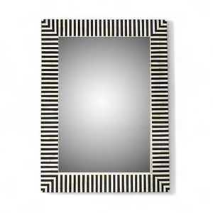Rectangular Art Deco <b>Wall</b> <b>Mirror</b> With <b>Black</b> And White Striped <b>Frame</b> Decorative Wooden Design 4.0 Mm Thickness - Product Image 3