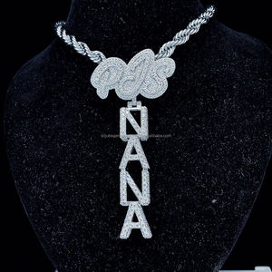 Pass Diamond Tester Moissanite Vertical NANA 3D Dernier Nom Pendentif Bijoux Personnalisés 925 Sterling Silver Mossanite Iced Out - Product Image 1