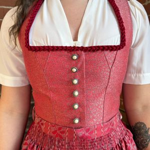 Women's Bavarian Style Dirndl <b>Dress</b> Solid Color Satin A-Line Midi With Apron V-Neck Short Sleeve Holiday Celebration Wear - Product Image 5