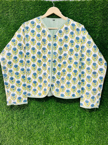 Wholesale and Manufacture Indian Handmade <b>Quilted</b> Cotton Jacket Vintage Cotton Kantha Jacket Reversible Raw Edge Free Edge - Product Image 5