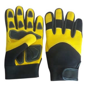Gants de sécurité en cuir grainé jaune et noir, antidérapants, durables, flexibles, lisses, respirants, avec manchette en néoprène, résistants à la chaleur, personnalisables - Product Image 1