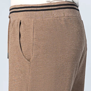 <b>Men's</b> <b>Brown</b> Knitted Bermuda <b>Shorts</b> Solid Drawstring Knee Length Casual <b>Shorts</b> with Pockets - Product Image 5