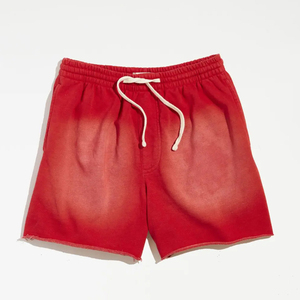 Shorts Homme Vintage à Cordon de Serrage avec Logo Personnalisé, 100% Coton, Effet Vieilli, Patchs et Imprimés en Relief, Décontracté, Couleur Unie, Motif Délavé à l'Acide - Product Image 3