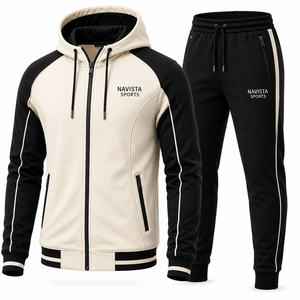 Ensemble sweat à capuche et pantalon de survêtement surdimensionné personnalisé, léger, de qualité supérieure, en tissu polaire de coton imperméable, respirant pour l'hiver - Product Image 1