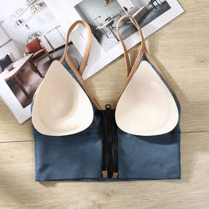 Soutien-gorge de sport sans couture pour femme, couleur unie, écologique, séchage rapide, style simple, antichoc, fermeture éclair frontale, respirant, pour fitness et yoga, vente en gros - Product Image 6