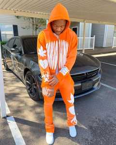 Solid Color Eco-Friendly Breathable 100% Cotton Hoodie + Jogging Pants Two-Piece Set Fashionable Winter Outdoor Casual <b>Tracksuit</b> - Product Image 4