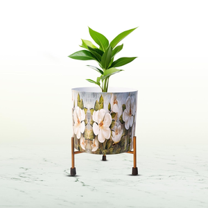 Macetero de Metal Blanco con Soporte de Hierro, Elegante Porta Plantas Decorativo para Jardín Interior Moderno, Sala de Estar, Dormitorio - Product Image 1