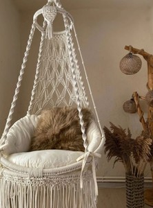 Macrame Hanging <b>Chair</b>, Macrame Porch rocking <b>swing</b>, <b>Hammock</b> <b>Chair</b>, Macrame Round <b>Swing</b> - Product Image 4