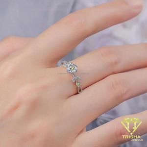Elegant Round Cut Moissanite <b>Diamond</b> Floral <b>Ring</b> In 925 Sterling Silver Luxury Cluster Engagement Jewelry For Women - Product Image 5