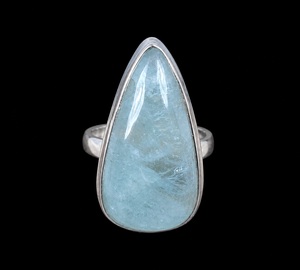 925 Sterling Silver Pear Cut <b>Blue</b> Gemstone Punk Statement <b>Ring</b> Handmade for Certified Women's March Birthstone Gift - Product Image 1