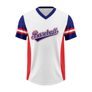 T-shirt de baseball col en V OEM ODM, tissu doux et respirant, vêtements de sport confortables, t-shirt de baseball col en V personnalisé pour équipe - Product Image 1