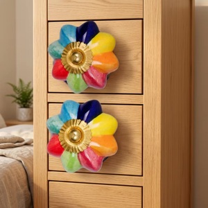 Ba Rainbow Flower Resin Cabinet <b>Knob</b> Contemporary Design Durable Home Bar Furniture Handle - Product Image 3
