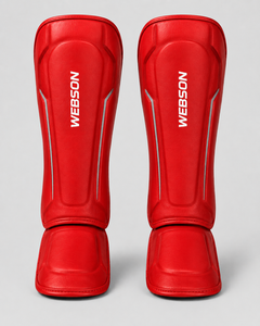 Protector de Piernas Deportivo Webson Rojo de Cuero PU con Cierre de Velcro, Protección Integral Ligera para Adultos, Precio Económico - Product Image 1