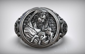 High Quality 925 Sterling Silver Good Shepherd <b>Ring</b> Detailed Jesus Lamb Design <b>Men</b> Women Jewelry <b>Ring</b> - Product Image 3