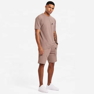 Men's Casual Cotton T-Shirt <b>Set</b> Crew Neck Short Sleeve Solid Color Breathable Summer Outfit Shorts Matching <b>Set</b> - Product Image 1