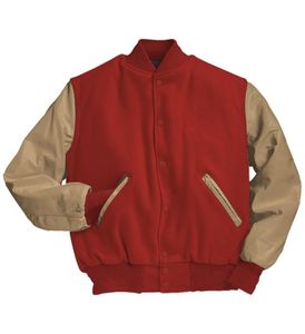 OEM Premium Men's Varsity <b>Jacket</b> Bomber Wool Body with Real Cow <b>Leather</b> Sleeve Custom Design Patches and Lettermen Embroidery - Product Image 4