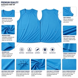Camiseta sin Mangas Azul para Hombre, Chaleco Deportivo, Camiseta de Entrenamiento Muscular, Ropa Casual - Product Image 6