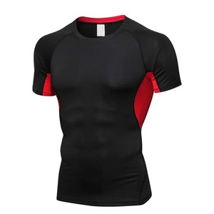 Camiseta Deportiva de Compresión para Hombre, Ecológica, Teñida, Corte Ajustado, Manga Corta, Transpirable, Secado Rápido, Poliéster/Algodón - Product Image 3