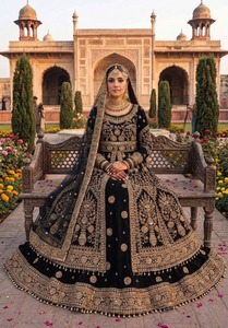 Red Velvet Bridal <b>Lehenga</b> Choli Heavy Hand Embroidery Lace Border Tassels Wedding Dress for Women - Product Image 2