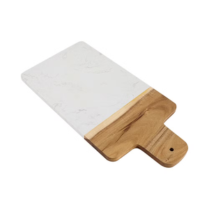 Tabla de cortar de madera y mármol con mango de piedra, accesorios de cocina, artesanía, diseño de madera, tabla de quesos rectangular - Product Image 6