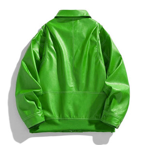 Solid Color Breathable Men Clothing <b>Leather</b> <b>Jacket</b> With Custom Private Label High Quality Casual Winter Style <b>Long</b> Sleeve Design - Product Image 5