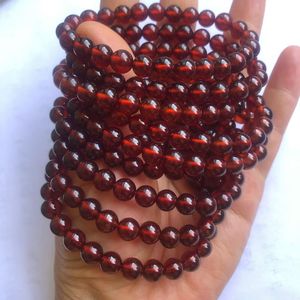 Cuentas de granate rojo anaranjado natural, cuentas redondas sueltas, medio hilo para la fabricación de joyas, manualidades DIY - Product Image 6