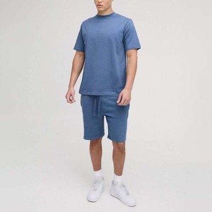 Nouvelle Collection – Ensemble Short et T-shirt Homme Été Décontracté Respirant Tricoté Uni 220g Personnalisable – Col Rond – Polyester/Coton - Product Image 3