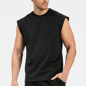 Camiseta sin mangas para hombre, estilo boxy, 220 g/m², 100 % algodón, con logo personalizado, para verano, deporte, gimnasio, chaleco, top. - Product Image 5
