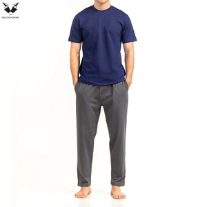 Camisetas de punto 100% algodón para hombre, cuello redondo, color azul, transpirables, de tela suave, estilo urbano, personalizables, de gran venta. - Product Image 2