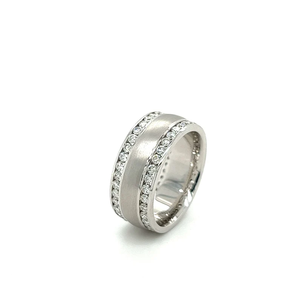 Stainless Steel Eternity Band <b>Ring</b> with Cubic-Zirconia Pave Setting <b>for</b> Wedding Unisex Jewelry in Classic Style - Product Image 2
