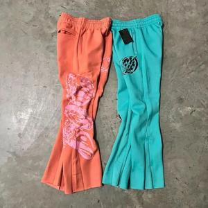 Conjunto de chándal de lana de dos piezas de algodón 100%, conjunto de pantalones de chándal acampanados Vintage desgastados de gran tamaño y Sudadera con capucha para hombre - Product Image 2