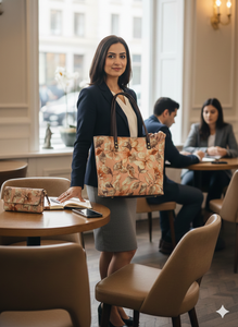 Bolso Tote para Mujer Peach Meadow, Juego de 3 Piezas con Bolso Bandolera y Cartera, Tela Ecológica Suave y Duradera, Bolso de Mano para Uso Diario en la Oficina - Product Image 2