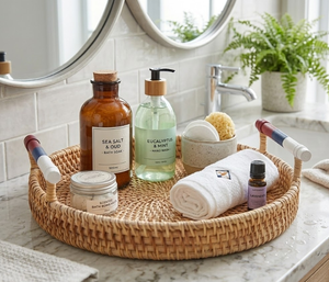 Bandeja Redonda de Ratán Tejida a Mano con Diseño Patriótico para el 4 de Julio, Barbacoa, Servir Bebidas y Aperitivos, Decoración Hecha en Vietnam - Product Image 6