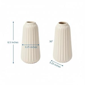 Vase à fleurs en porcelaine mate côtelée, style nordique moderne, éco-responsable, en céramique blanche, pour décoration de table, cadeau de pendaison de crémaillère, 2-4 pouces - Product Image 4