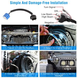 Faro LED Rotondo da 7 Pollici 40W 3800LM con Abbaglianti, Anabbaglianti, DRL e Indicatore di Direzione per Jeep, Honda, Moto Yamaha, e Auto (compatibile con fari Halo) - Product Image 2