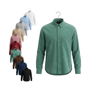 Chemise habillée sur mesure en laine boutonnée pour homme, manches longues, coupe ajustée, décontractée, personnalisable, vente en gros - Product Image 1