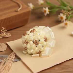 Fiore decorativo in tessuto ILAN 2,5 cm 6 pezzi colore crema per decorazioni artigianali - Product Image 2