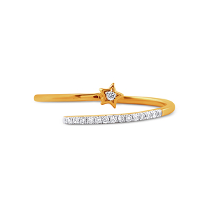 Anillo Quiet Radiance con Diamantes en Oro Amarillo de 18K y Banda Delicada de Oro con Diamantes Pavé - Product Image 4
