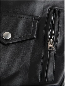 Gilet d'hiver pour homme en polyester orné de strass, style motard punk, coupe ajustée, sans manches - Product Image 5
