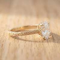 Bague de luxe haut de gamme en or massif 10k 14k 18k, style solitaire vintage filigrané, avec diamant de laboratoire E VVS de taille ovale brillant