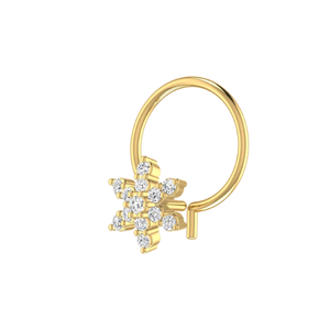 Piercing de nez en or 14 carats avec diamant naturel rond brillant de 0,05 ct, certifié GIA, motif floral - Product Image 4