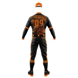 <b>Black</b> Orange Baseball Kit for Men Full Uniform Button Down Jersey <b>Pants</b> Belt Breathable Lightweight Athletic Team Tournament - Product Image 3
