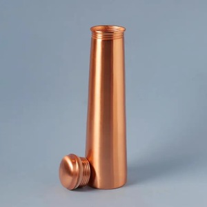 Luxury Pure Copper Water <b>Bottle</b> Unadorned <b>Brushed</b> Sheen Finish Reusable Eco-Friendly Modern Hydration Container - Product Image 1