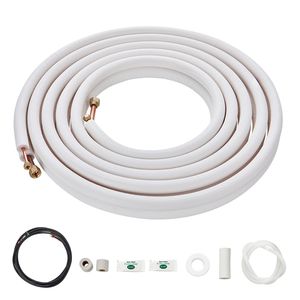 Set di tubi in rame da 25FT per mini-split, 1/4'' e 1/2'' D.E., con isolamento a triplo strato per sistemi HVAC AC/Riscaldamento in PU - Product Image 1