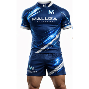 Ensembles d'uniformes de rugby sublimés professionnels en gros, anti-bactériens, anti-humidité, anti-UV, maillots d'équipe courts pour jeunes unisexes - Product Image 1