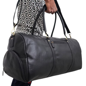 Customized Vintage Black Full Grain Luggage Weekender Overnight Business Man Genuine Leather Zipper Travel <b>Duffel</b> <b>Bag</b> - Product Image 5
