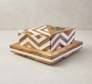Quemador de Incienso de Madera con Incrustaciones de Madreperla, Mubkhar, Bandeja para Bakhoor, Set de Caja, Aromaterapia, Decoración Religiosa - Product Image 1