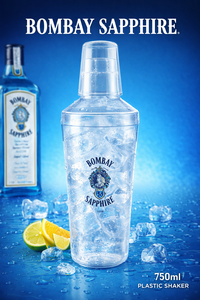 Shaker à cocktail en plastique Bombay Sapphire avec couvercle, forme cylindrique, logo imprimé, portable, 750 ml, pour usage en bar - Product Image 2