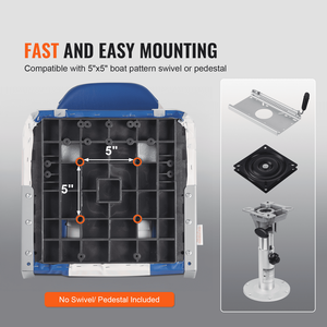 Sedile per Barca con Schienale Alto 21.85 Pollici, Imbottitura in Spugna Spessa, Sedia da Capitano Pieghevole con Cerniera, Accessori Marini - Sedili Pieghevoli Durevoli per Imbarcazioni - Product Image 6